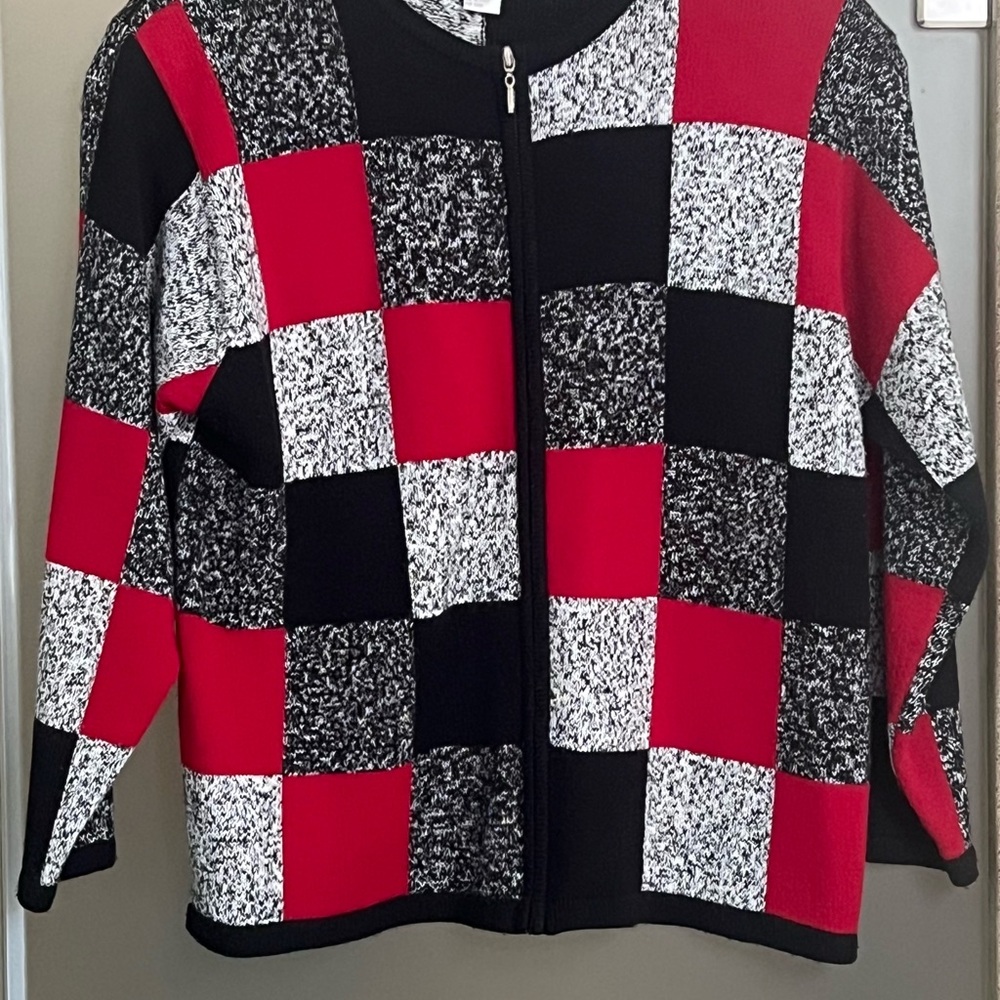 Dressbarn Red and Black Knit Sweater